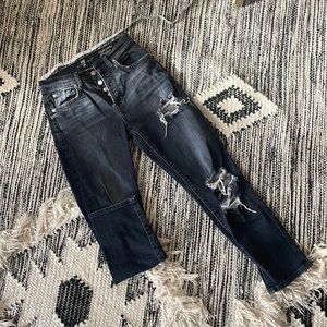 7 For All Mankind High Waist Josephina Grey/Black Distressed Jeans